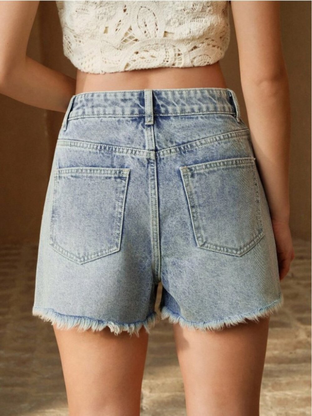 Chic Embroidered Denim Shorts – High-Waisted Boho Luxe Cutoffs - Picture 3 of 3